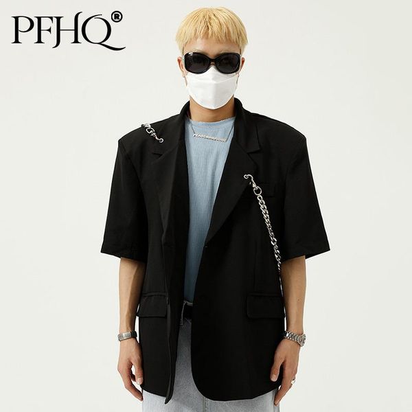 men's suits & blazers pfhq men's clothing 2021 black summer personality chain design suit jacket short sleeve coat korean 21d315, White;black
men's suits & blazers pfhq men's clothing 2021 black summer personality chain design suit jacket short sleeve coat korean 21d315, White;black
