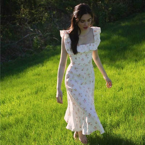 inspired ruffle edged neckline women front slit ladies floral print chiffon summer new dress 210412, Black;gray
inspired ruffle edged neckline women front slit ladies floral print chiffon summer new dress 210412, Black;gray