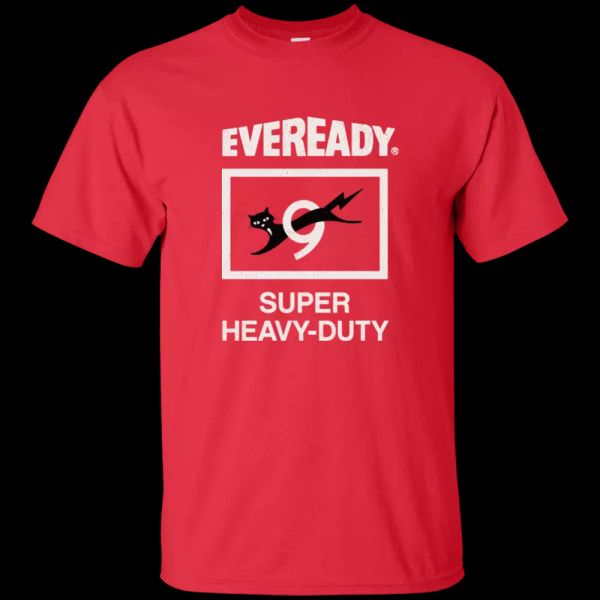 eveready retro battery black cat, nine lives, t-shirt, White;black