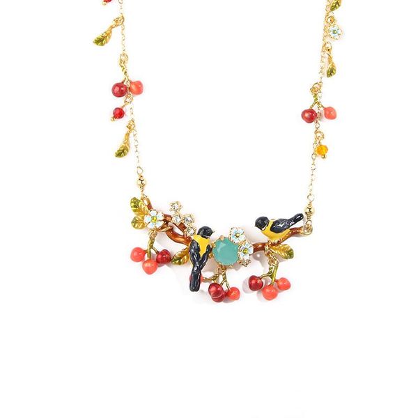 pendant necklaces european and american exaggerated enamel glaze hand-painted oriole bird red cherry tassel necklace clavicle chain, Silver
pendant necklaces european and american exaggerated enamel glaze hand-painted oriole bird red cherry tassel necklace clavicle chain, Silver