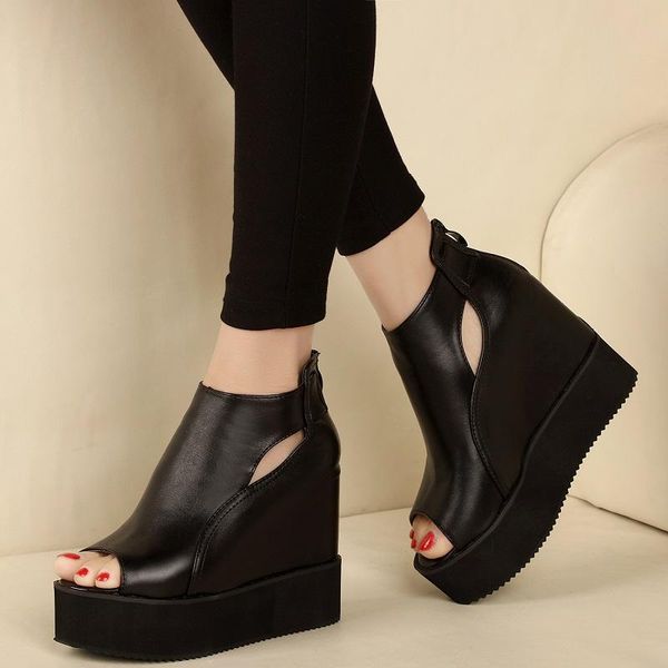 dress shoes elegant temperament european and american super high heel hollow ladies sandals summer fashion thick-soled fish mouth shoes., Black
dress shoes elegant temperament european and american super high heel hollow ladies sandals summer fashion thick-soled fish mouth shoes., Black