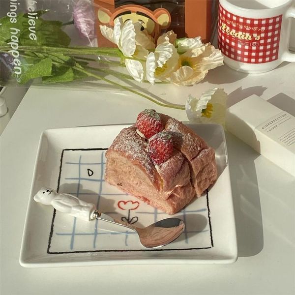 dishes & plates ins dessert plate ceramic plaid tray cake fruit snack birthday gift 
dishes & plates ins dessert plate ceramic plaid tray cake fruit snack birthday gift