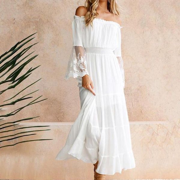 casual dresses 80% s beach women off shoulder lace patchwork solid color long flare sleeve maxi dress, Black;gray
casual dresses 80% s beach women off shoulder lace patchwork solid color long flare sleeve maxi dress, Black;gray