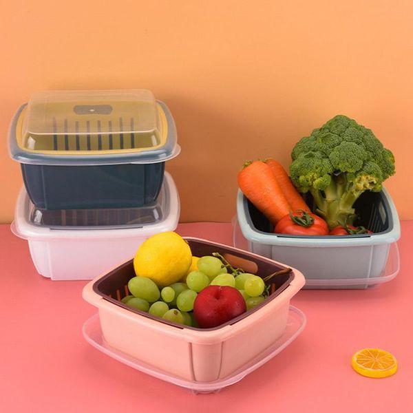 storage baskets double-layer drain basket with lid fruit vegetable refrigerator crisper square washing strainer kitchen tools
storage baskets double-layer drain basket with lid fruit vegetable refrigerator crisper square washing strainer kitchen tools