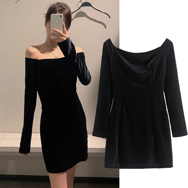 casual dresses women velvet strapless mini dress square collar long sleeve slim waist chic solid color mujer qlo4, Black;gray
casual dresses women velvet strapless mini dress square collar long sleeve slim waist chic solid color mujer qlo4, Black;gray