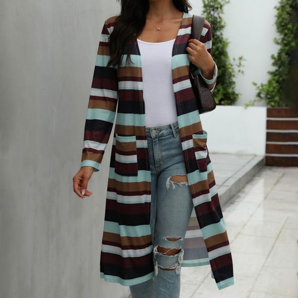 stripe patchwork women long coat autumn sleeves v neck pockets cardigans fashion loose casual ladies outwear women's jackets, Black;brown
stripe patchwork women long coat autumn sleeves v neck pockets cardigans fashion loose casual ladies outwear women's jackets, Black;brown