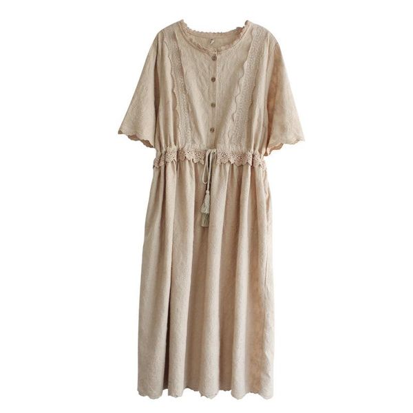 casual dresses 9051 summer women's clothes artistic cotton embroidered waist trimming short-sleeved dress solid color midi, Black;gray
casual dresses 9051 summer women's clothes artistic cotton embroidered waist trimming short-sleeved dress solid color midi, Black;gray
