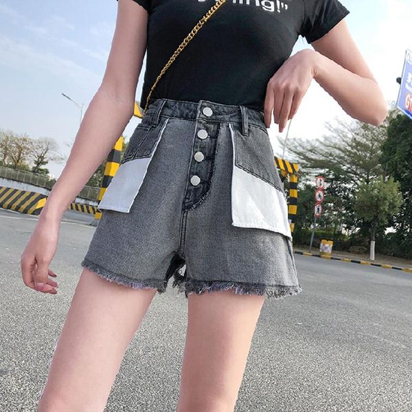 summer reverse pocket patchwork short jeans for women high waist slim straight shorts button push up mom women's, Blue
summer reverse pocket patchwork short jeans for women high waist slim straight shorts button push up mom women's, Blue