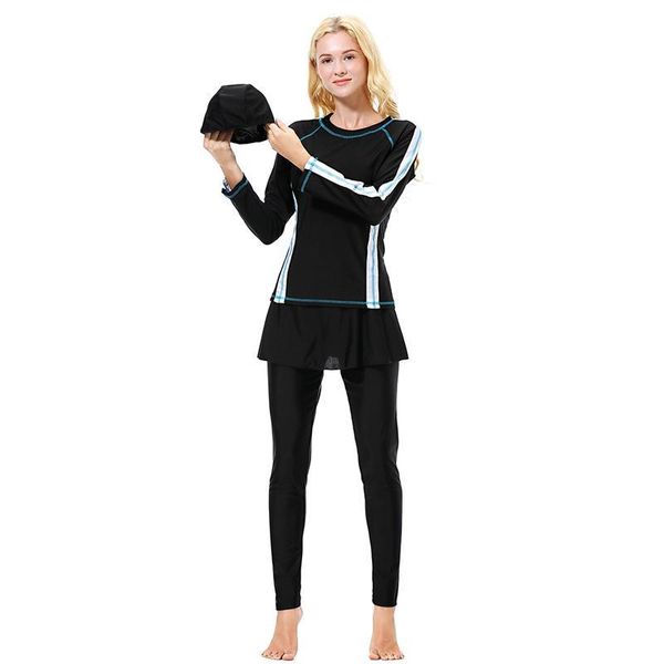 women's swimwear women swimsuit traditional modest middle east swimming beachwear swim cap coat pants kit for ladies (navy, xxl), White;black
women's swimwear women swimsuit traditional modest middle east swimming beachwear swim cap coat pants kit for ladies (navy, xxl), White;black