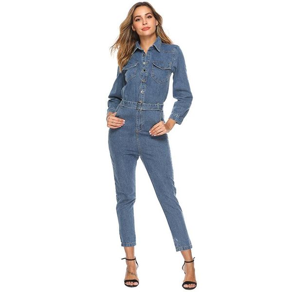 women's jumpsuits & rompers denim long-sleeved cropped trousers with belt lapels high waist autumn fashion tight jumpsuit, Black;white
women's jumpsuits & rompers denim long-sleeved cropped trousers with belt lapels high waist autumn fashion tight jumpsuit, Black;white