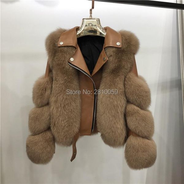 women's fur & faux sf0585 genuine leather jacket with real crop coat women winter, Black
women's fur & faux sf0585 genuine leather jacket with real crop coat women winter, Black