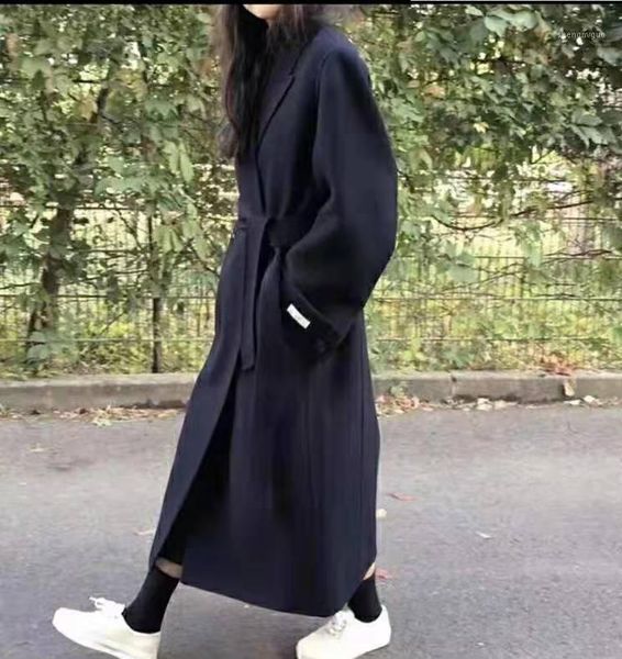 women's wool & blends 2021 korean women coat x-long handmade double-sided with belt for, Black
women's wool & blends 2021 korean women coat x-long handmade double-sided with belt for, Black