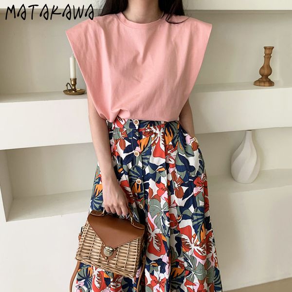matakawa 2 piece outfits for women summer fashion blouses round neck loose t-shirt + high waist single breasted flower skirt 210513, White
matakawa 2 piece outfits for women summer fashion blouses round neck loose t-shirt + high waist single breasted flower skirt 210513, White