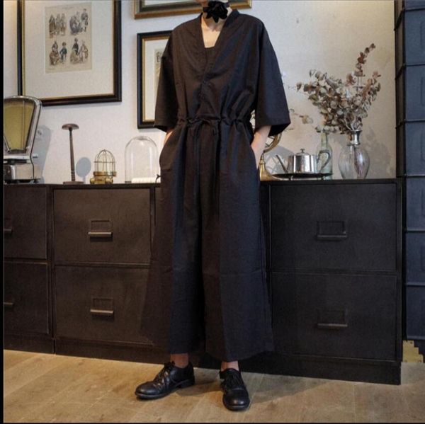 men's pants fashion tide men and women v-neck five-point sleeves high waist overalls hair stylist wide-leg loose rompers costumes, Black
men's pants fashion tide men and women v-neck five-point sleeves high waist overalls hair stylist wide-leg loose rompers costumes, Black