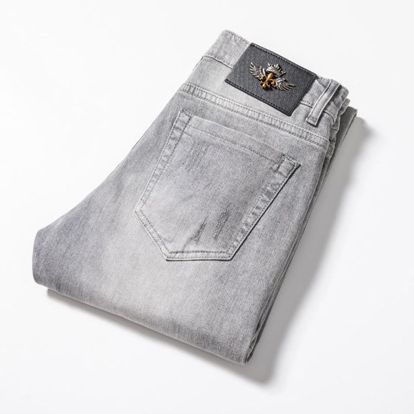 men's jeans spring 2021 and summer versatile washed stretch embroidery hole slim pants, Blue
men's jeans spring 2021 and summer versatile washed stretch embroidery hole slim pants, Blue