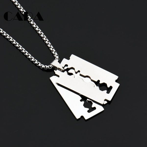 pendant necklaces 2021 well polished 316l stainless steel mens stylish jewelry necklace 2pcs shaving blade with 27.5" chain cagf0308, Silver
pendant necklaces 2021 well polished 316l stainless steel mens stylish jewelry necklace 2pcs shaving blade with 27.5" chain cagf0308, Silver