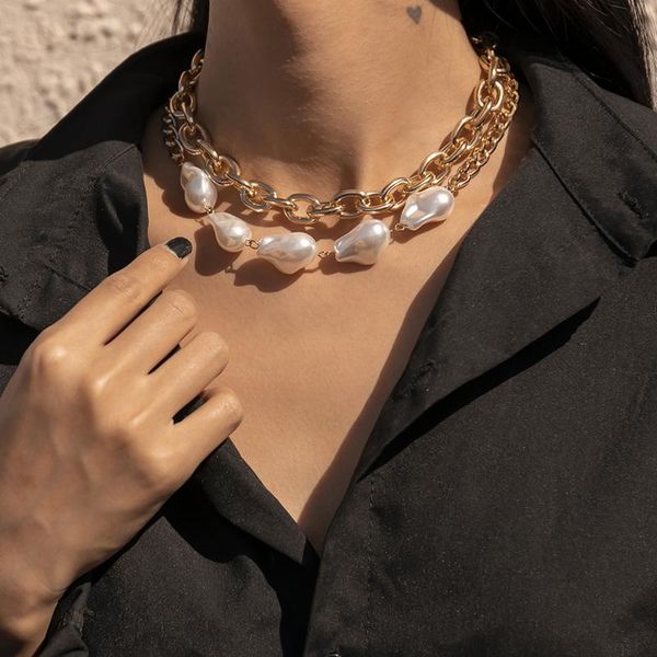 pendant necklaces punk hip hop baroque irregular pearl choker collar for women cuban thick chains necklace jewelry collier femme gifts, Silver
pendant necklaces punk hip hop baroque irregular pearl choker collar for women cuban thick chains necklace jewelry collier femme gifts, Silver