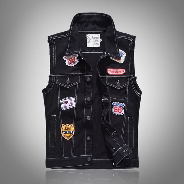 men's vests fashion mens hight street sleeveless jean jackets with patches black denim for man jeans waistcoat plus size m-5xl hfq, Black;white
men's vests fashion mens hight street sleeveless jean jackets with patches black denim for man jeans waistcoat plus size m-5xl hfq, Black;white