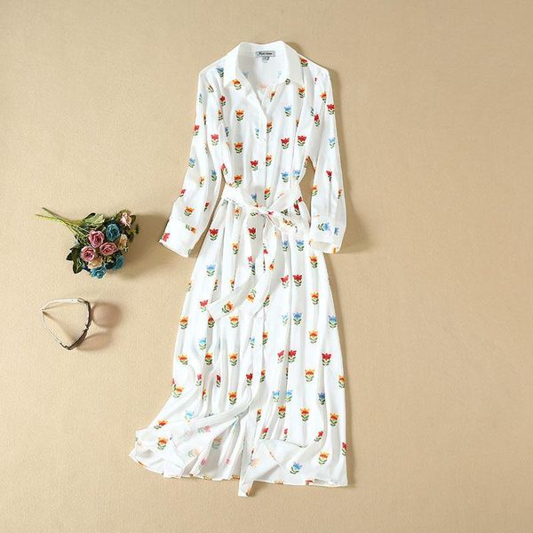runway designer flower printed white shirt women's sleeve turn down collar casual long female sashes belt dress 210416, Black;gray
runway designer flower printed white shirt women's sleeve turn down collar casual long female sashes belt dress 210416, Black;gray