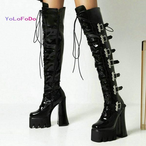 boots 2021 autumn winter women over the knee platform square high heel ladies long patent pu leather cross tied, Black
boots 2021 autumn winter women over the knee platform square high heel ladies long patent pu leather cross tied, Black