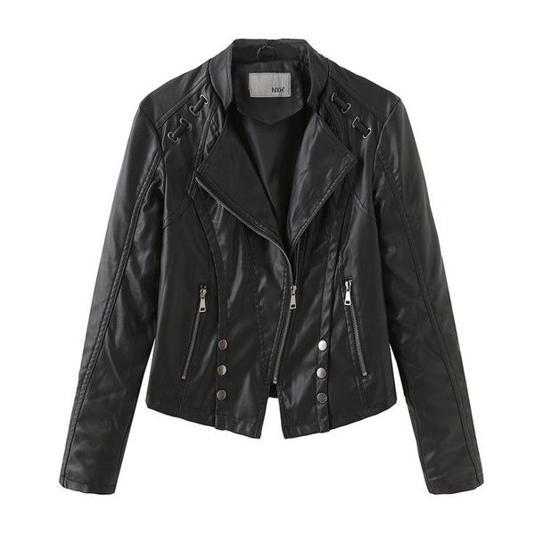 women's leather & faux fmfssom 2021 fall jacket women turn-down collar motor biker fashion plus size coat autumn streetwear, Black
women's leather & faux fmfssom 2021 fall jacket women turn-down collar motor biker fashion plus size coat autumn streetwear, Black