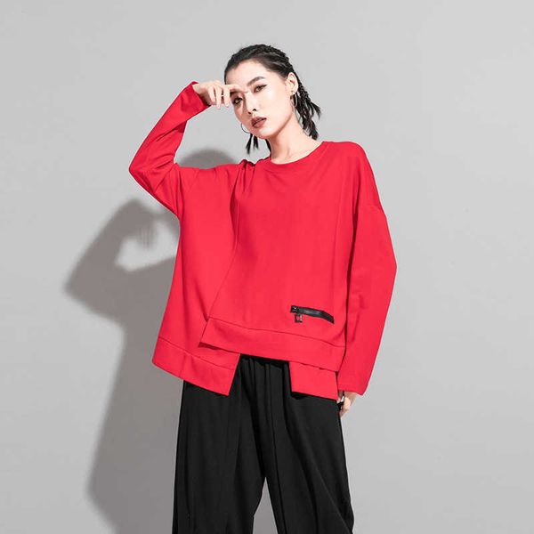 and winter autumn women's clothing dark black cool t-shirt splicing design zipper loose long sleeve top, White
and winter autumn women's clothing dark black cool t-shirt splicing design zipper loose long sleeve top, White