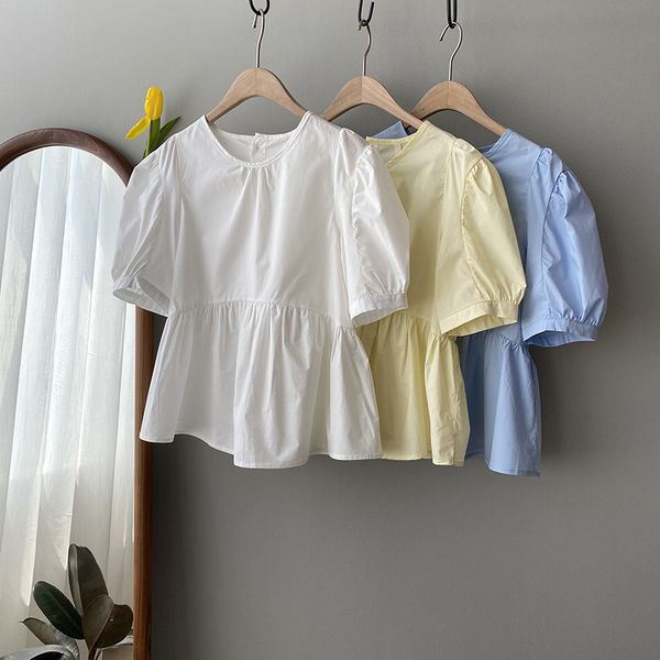 women's blouses & shirts vintage round neck doll shirt 2021 summer solid casual blousers french bubble sleeve slim zsgx, White
women's blouses & shirts vintage round neck doll shirt 2021 summer solid casual blousers french bubble sleeve slim zsgx, White