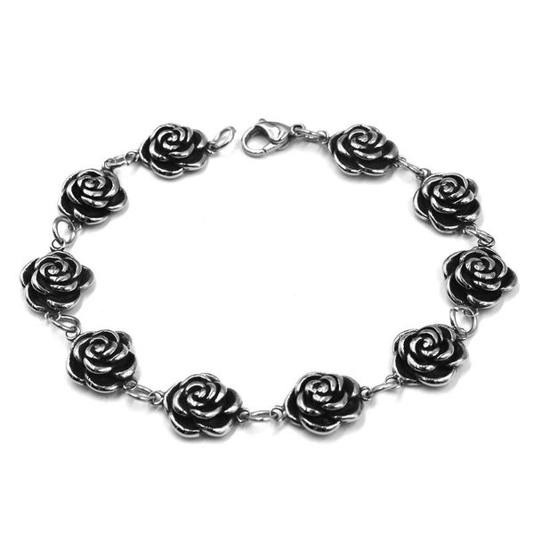 link, chain fashion rose bracelet stainless steel jewelry vintage lovely biker women girl for gift sjb0384, Black
link, chain fashion rose bracelet stainless steel jewelry vintage lovely biker women girl for gift sjb0384, Black