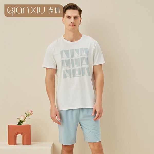 men's sleepwear lovers bamboo fiber suit printed white t can wear home pajamas in summer, Black;brown
men's sleepwear lovers bamboo fiber suit printed white t can wear home pajamas in summer, Black;brown
