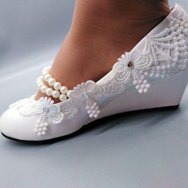 dress shoes woman wedding bride white lace 5cm middle wedged heel handmade pearls beading band bridal ladies party proms shoe, Black
dress shoes woman wedding bride white lace 5cm middle wedged heel handmade pearls beading band bridal ladies party proms shoe, Black
