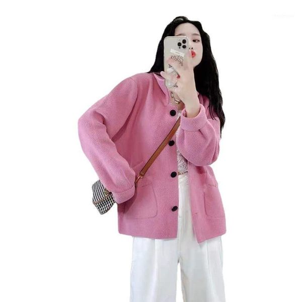 women's wool & blends thick autumn and winter clothing 2021 loose outer wear coat fake mink fleece jacket women woolen, Black
women's wool & blends thick autumn and winter clothing 2021 loose outer wear coat fake mink fleece jacket women woolen, Black