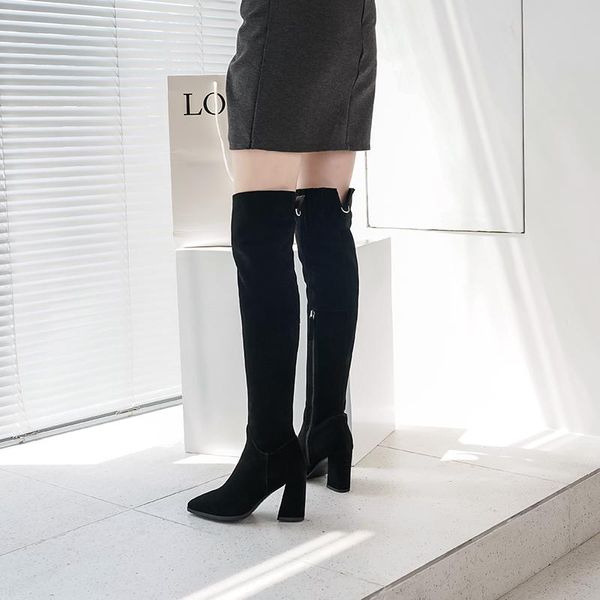 boots 19nubuck leather thigh high lady buckle strap stylish brand women long handmade block heel winter female plush shoes, Black
boots 19nubuck leather thigh high lady buckle strap stylish brand women long handmade block heel winter female plush shoes, Black