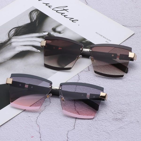 sunglasses fashion oversized square for women rimless frame gradient eyewear punk style travel uv400, White;black
sunglasses fashion oversized square for women rimless frame gradient eyewear punk style travel uv400, White;black
