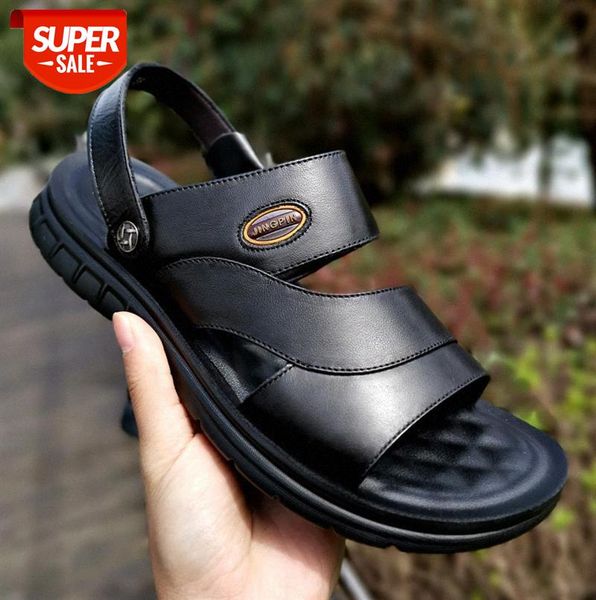 leather men's sandals layer cowhide beach shoes daily casual non-slip and slippers #sl0j, Black
leather men's sandals layer cowhide beach shoes daily casual non-slip and slippers #sl0j, Black