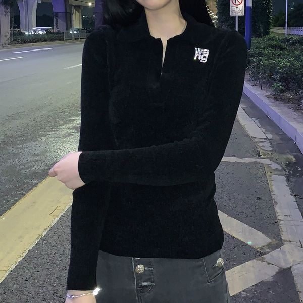 xingc/0125yp2020 new slim-fit slimming lapel diamond brooch black sweater tight for women, White
xingc/0125yp2020 new slim-fit slimming lapel diamond brooch black sweater tight for women, White