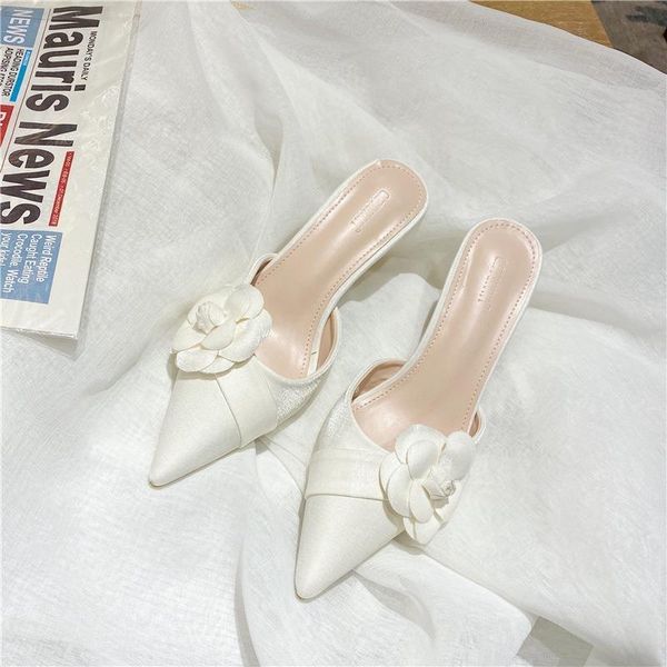 summer mules ladies shoes camellia white retro gentle fashion pointed toe women slippers solid color elegant stiletto sandals, Black
summer mules ladies shoes camellia white retro gentle fashion pointed toe women slippers solid color elegant stiletto sandals, Black