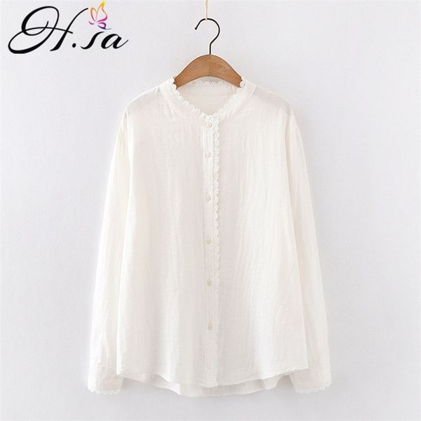 hsa women's white blouse and shirts for cotton yarn lace hem casual blusas spring summer girls streetwear femme 210430
hsa women's white blouse and shirts for cotton yarn lace hem casual blusas spring summer girls streetwear femme 210430