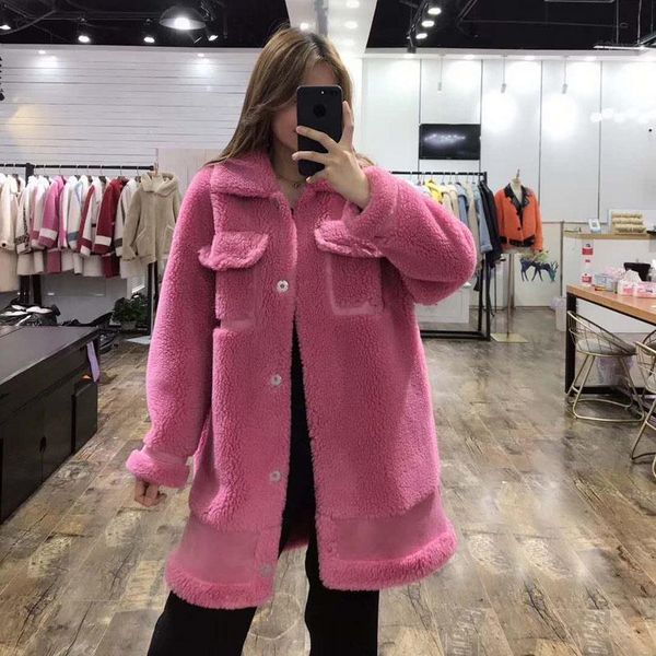women's fur & faux abrigos mujer sheep jacket coat plus size parka real price long style korean wool blends winter clothes women, Black
women's fur & faux abrigos mujer sheep jacket coat plus size parka real price long style korean wool blends winter clothes women, Black