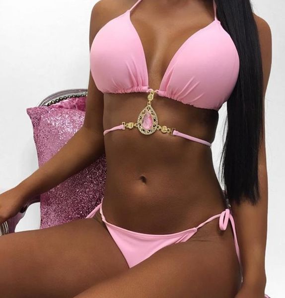 women's two piece split bikini set fashion rhinestone diamond decorated halter trunks female biquini brazilian swimwear, White;black
women's two piece split bikini set fashion rhinestone diamond decorated halter trunks female biquini brazilian swimwear, White;black