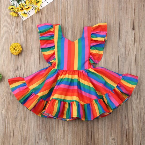 baby childrens toddler kid girl dresses rainbow ruffle princess casual clothes, Red;yellow
baby childrens toddler kid girl dresses rainbow ruffle princess casual clothes, Red;yellow