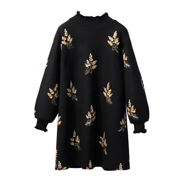 black embroidery plant puff sleeve stand collar loose short plus size mini dress winter autumn elegant floral d1430 210514, Black;gray
black embroidery plant puff sleeve stand collar loose short plus size mini dress winter autumn elegant floral d1430 210514, Black;gray