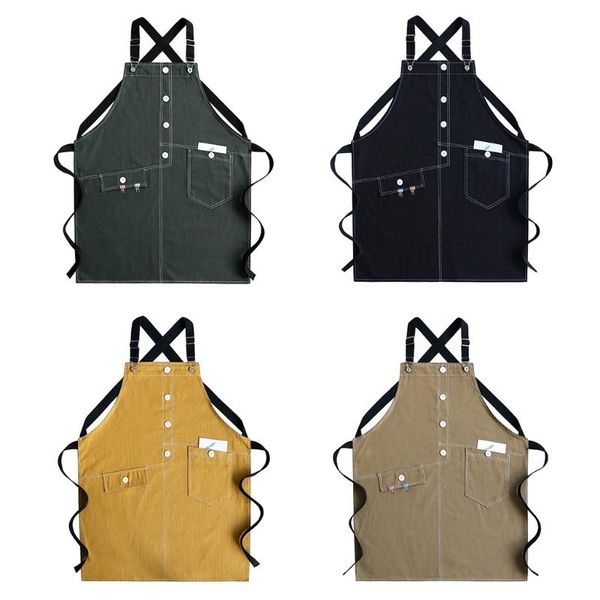 aprons women men denim coffee shop apron adjustable cross back hanging buckle strap kitchen bib with pocket buttons decor
aprons women men denim coffee shop apron adjustable cross back hanging buckle strap kitchen bib with pocket buttons decor