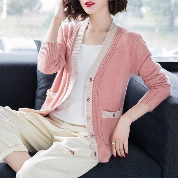 women's knits & tees women simple color matching cardigan spring autumn knitted cardigans female casual loose sweater coat jacket outwe, White
women's knits & tees women simple color matching cardigan spring autumn knitted cardigans female casual loose sweater coat jacket outwe, White