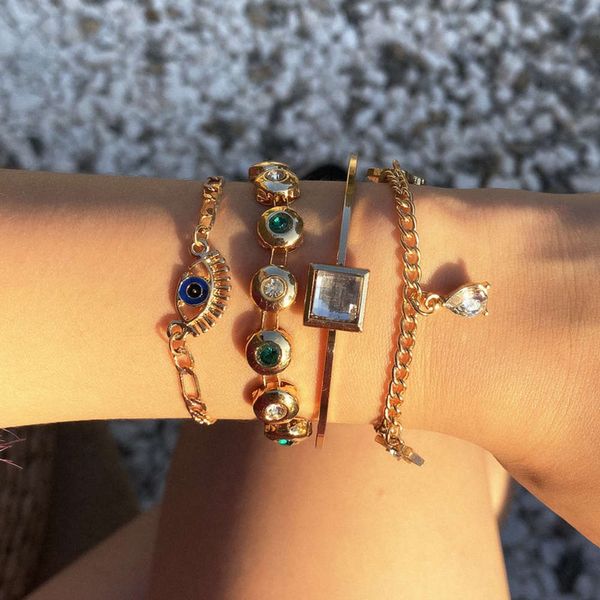 jewelry personality punk style multi element eye simple geometry clover star bracelet, Black
jewelry personality punk style multi element eye simple geometry clover star bracelet, Black