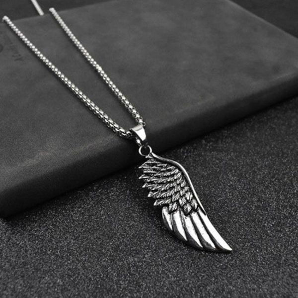 pendant necklaces exquisite fashion feather men's necklace retro punk stainless steel chain box jewelry gifts, Silver
pendant necklaces exquisite fashion feather men's necklace retro punk stainless steel chain box jewelry gifts, Silver