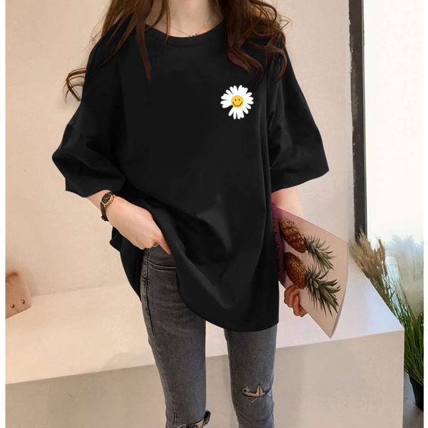 women's t-shirt daisy short loose korean summer fashion student mid long half sleeve bo08, White
women's t-shirt daisy short loose korean summer fashion student mid long half sleeve bo08, White