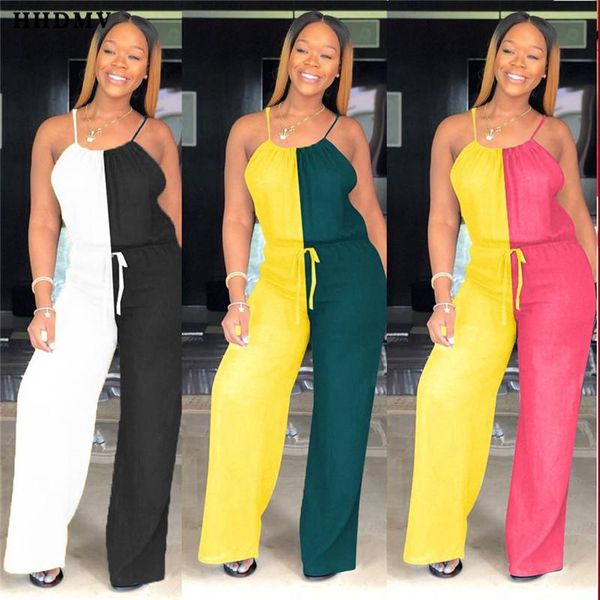 women's jumpsuits & rompers hhdmv women 2021 summer street casual style sleeveless condole belt stitching color long pants, Black;white
women's jumpsuits & rompers hhdmv women 2021 summer street casual style sleeveless condole belt stitching color long pants, Black;white