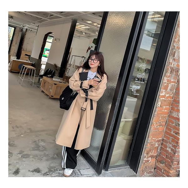 women's trench coats 2021 spring clothes fat mm plus fattening size wear medium and long-term collision windshield, Tan;black
women's trench coats 2021 spring clothes fat mm plus fattening size wear medium and long-term collision windshield, Tan;black
