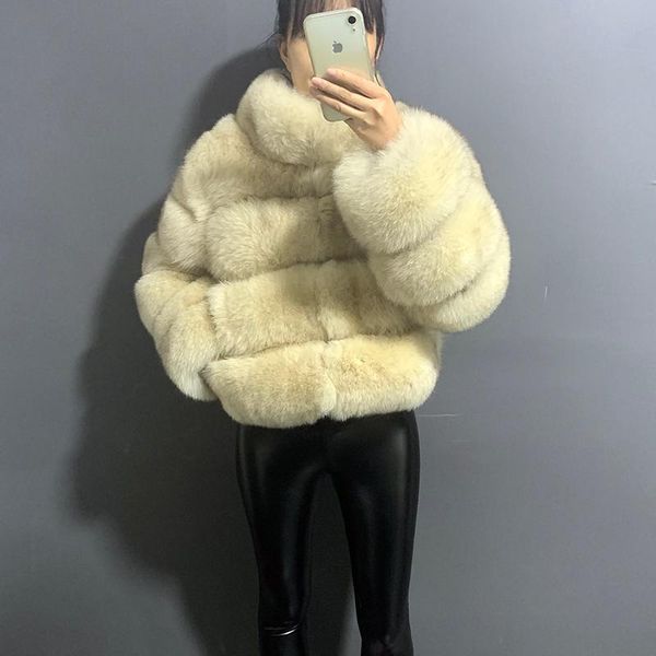 women's fur & faux rf20142b winter real coat big striped stand collar fluffy natural jacket long sleeve, Black
women's fur & faux rf20142b winter real coat big striped stand collar fluffy natural jacket long sleeve, Black
