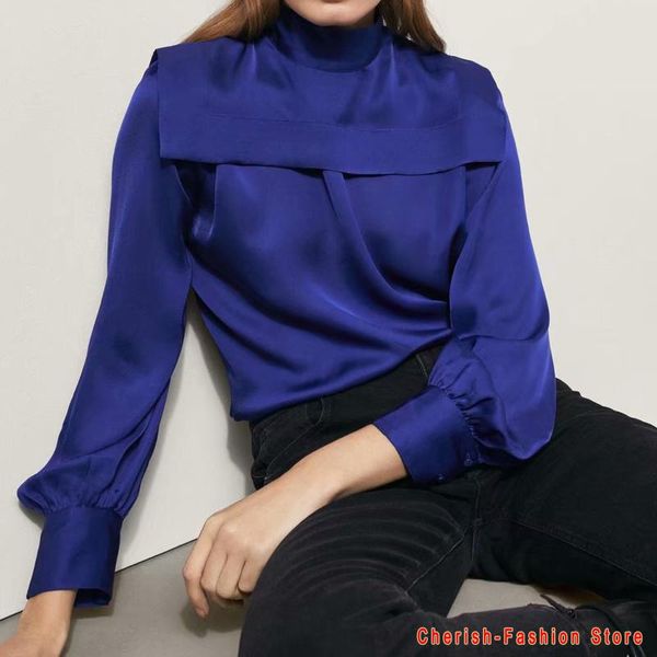 women's blouses & shirts 2021 women blue blouse autumn winter silk stand collar office work solid vintage, White
women's blouses & shirts 2021 women blue blouse autumn winter silk stand collar office work solid vintage, White